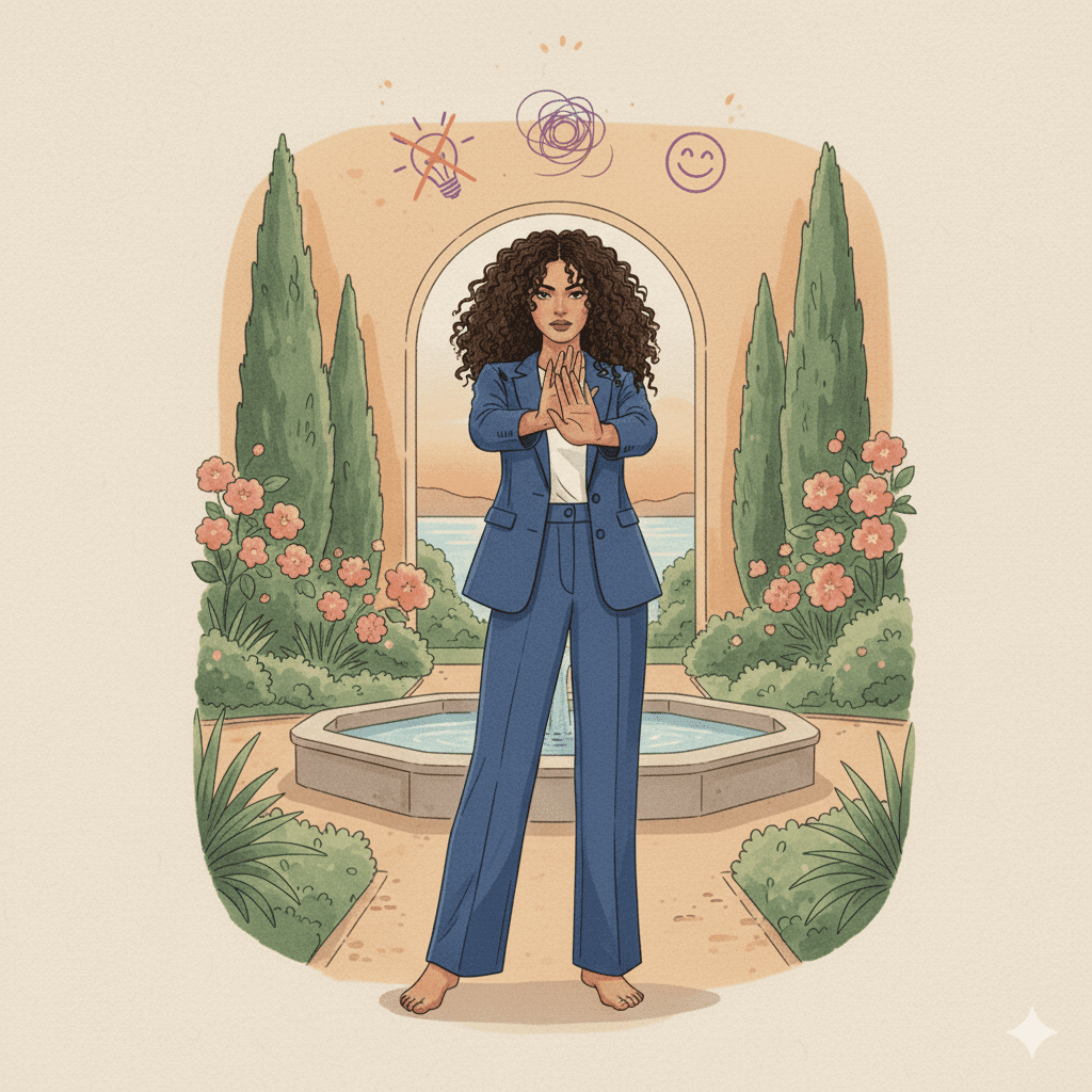 Femme en costume qui s'affirme